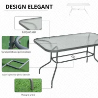 Outsunny Masa de Exterior din Metal si Sticla Temperata cu Orificiu pentru Umbrela 140x80x70cm(m-5)