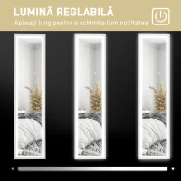 HOMCOM Oglindă iluminată cu lumini LED reglabile și buton tactil, din sticlă și MDF, 40x5x160 cm, albă(m-5)