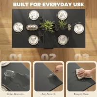 HOMCOM Masă Pliabilă din Lemn pentru 4-6 Persoane cu Roți, 75x140x74cm, Neagră(m-7)