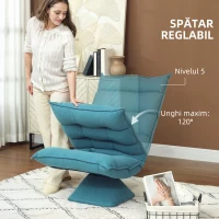 HOMCOM Fotoliu de Podea Relaxant Rotativ 360° cu Spătar Reglabil în 5 Poziții, 62x70x95 cm, Albastru(m-4)