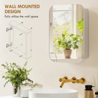 HOMCOM Bathroom Medicine Cabinet with Mirror, Bathroom Wall Cabinet with Adjustable Shelves, Soft Close Hinges, White(m-4)