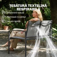 Outsunny bancă de grădină din metal, 2 locuri, material respirabil Texteline, culoare gri.(m-5)