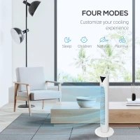 HOMCOM 70° oscylacyjny wentylator kolumnowy z pilotem 4 tryby, 3 prędkości, timer 31,5 x 31,5 x 96 cm biały(m-5)