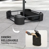 Outsunny Base para Sombrilla con Funda Bolsas de Arena Pie para Sombrilla Postes Ø48 mm Rellenable Arena 80kg Arena Húmeda 90 kg(m-4)