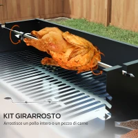Outsunny Barbecue a Carbone a 3 Livelli con Mensole Pieghevoli e Girarrosto, in Acciaio Inox, 118x32x90 cm, Nero(m-4)