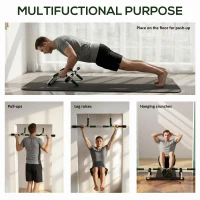 HOMCOM Doorway Pull up Bar, Door Frame Chin up Push up Bar for Home Gym Upper Body Workout, No Drilling or Screws, Green(m-4)