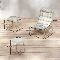 Outsunny Bistro Set for Garden, 3 Piece Outdoor Table and Chair with Footstool and Removable Cushions, Comfy Balcony Furniture(m-3)