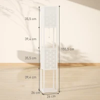 HOMCOM Floor Lamp with Shelves, 2 Layer Grid Pattern Column Modern Standing Lamp with Foot Switch and Pull Chain for Living Room, Bedroom, Office, Bulb Not Included, White(m-3)