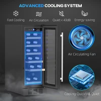 HOMCOM 19 Bottle 5-18℃ Wooden Rack Wine Fridge - Black(m-4)