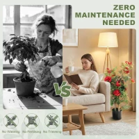 HOMCOM 90cm Artificial Rose Tree, Decorative Fake Plant with 344 Silk Leaves 17 Flowers for Outdoor Indoor Decor, Red(m-6)