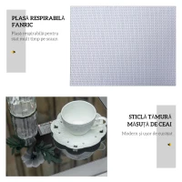 Outsunny Set de 2 șezlonguri și măsuță cu blat din sticlă, 59x169x66 cm, gri deschis(m-5)