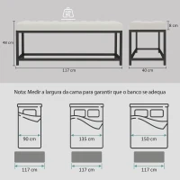 HOMCOM Banco aos Pés da Cama Estofado em Veludo Design Capitonê Base de Metal Banco para Quarto Entrada Sala 117x40x48 cm Creme(m-3)