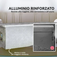 HOMCOM Cassetta degli Attrezzi da 43L in Alluminio con Serratura, 2 Chiavi e Maniglia Laterale, 76.2x33x24.4 cm, Argento(m-6)
