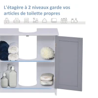 kleankin Meuble salle de bain sous lavabo - meuble sous-vasque - placard 2 portes avec étagère - dim. 60L x 30l x 60H cm - en bois gris blanc(m-5)