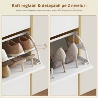 HOMCOM Dulap Slim Modern pentru Pantofi, cu 3 Sertare Rabatabile pentru 24 de Perechi, 80x24x127 cm, Alb(m-6)