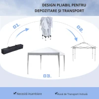 Gazebo Pliabil pentru Grădină Outsunny - Alb, 2.95x2.95m, cu Accesorii Incluse(m-4)