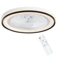 HOMCOM Ventilator de Tavan cu Iluminare RGB 6 Viteze Motor Reversibil și Telecomandă Putere 48,5W Ø48x13 cm Alb(m-1)