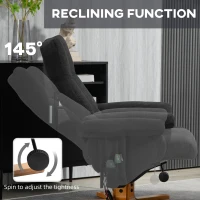 HOMCOM Fotel relaksacyjny z podnóżkiem, obrotowy 360° fotel telewizyjny z funkcją masażu, rozkładany fotel masujący z boczną kieszenią, fotel TV, poliester do salonu, matowa czerń(m-5)