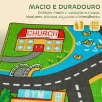 AIYAPLAY Tapete Infantil Estrada de Cidade 160x100 cm Tapete Educativo Antiderrapante para Engatinhar e Brincar com Carros Multicor(m-8)