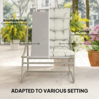 Outsunny Bistro Set for Garden, 3 Piece Outdoor Table and Chair with Footstool and Removable Cushions, Comfy Balcony Furniture(m-5)