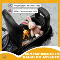 AIYAPLAY Carro Andador para Crianças Mercedes-Benz Classe C com Buzina Volante Sons de Motor e Espaço de Armazenamento 65x28x39 cm Preto(m-7)