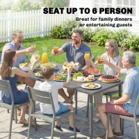 Outsunny Garden Dining Table for 6 Person, 165 x 80 cm Rectangular Outdoor Dining Table with Slatted Top(m-4)