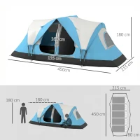 Outsunny Camping Tent for 6-8 Man with 2000mm Waterproof Rainfly and Carry Bag for Fishing Hiking Festival, Sky Blue(m-3)