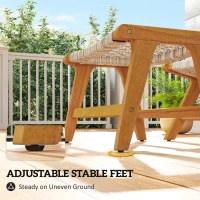 Outsunny Tuinloungestoel met voetenbank 2-delig FSC Acaciahout outdoor loungeset met rattan zitting, Boho-stijl, verstelbare poten(m-7)