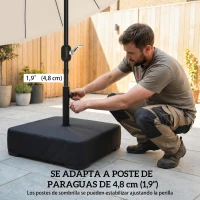 Outsunny Base para Sombrilla con Funda Bolsas de Arena Pie para Sombrilla Postes Ø48 mm Rellenable Arena 80kg Arena Húmeda 90 kg(m-5)
