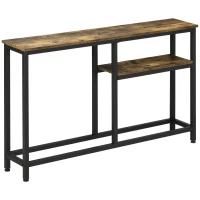 HOMCOM Table console table d'entrée bout de canapé style industriel avec étagère inférieure - métal 20 x 23 x 75 cm(m-1)