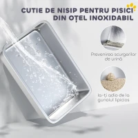 PawHut Litiere pentru Pisici Închise cu Tavă din Oțel, Lopățică și Pungi Filtrante, din PP, 40.5x60.5x41.5 cm(m-4)