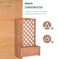 Outsunny Jardinieră cu spalier, bac de flori ridicat, pentru plante cățărătoare, legume, flori, din lemn masiv, interior și exterior, curte, grădină, balcon, 70 x 28 x 117 cm, maro(m-4)