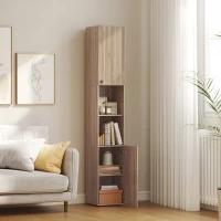 HOMCOM 6-Tier Tall Bathroom Cabinet - Natural(m-8)