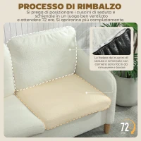 HOMCOM Divano 2 Posti Moderno con Cuscini Spessi e Rivestimento Sherpa, 137x69x82 cm, Crema(m-6)