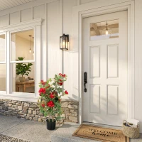 HOMCOM 90cm Artificial Rose Tree, Decorative Fake Plant with 344 Silk Leaves 17 Flowers for Outdoor Indoor Decor, Red(m-9)