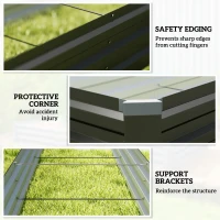 Outsunny Wysoka grządka, grządka ogrodowa, grządka ziołowa, odporna na warunki atmosferyczne, otwarte dno, 240 x 60 x 30 cm, ciemnoszara(m-7)