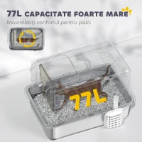 PawHut Litiere pentru Pisici Închise cu Tavă din Oțel, Lopățică și Pungi Filtrante, din PP, 40.5x60.5x41.5 cm(m-7)