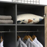 HOMCOM Modern Wardrobe Cabinet Wood Grain Sticker Surface with Shelf, Hanging Rod and 2 Drawers 90x50x190cm(m-10)