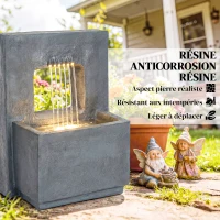 Outsunny Fontaine de jardin extérieure cascade 2 niveaux fontaine eau avec jardinière et mur d'eau 45 x 31,5 x 58,5 cm gris foncé(m-8)
