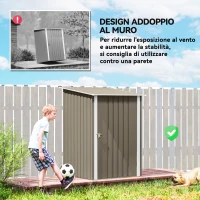 Outsunny Casetta da Giardino Porta Attrezzi in Acciaio Galvanizzato con Porta, 100x104x160 cm, Marrone e Bianco(m-6)