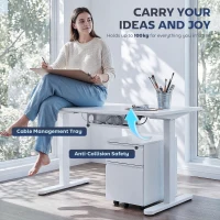 HOMCOM Electric Standing Desk Frame, Height Adjustable Sit Stand Desk Frame with Dual Motors, Memory Smart Panel and Collision Protection, Easy Assembly, White(m-7)