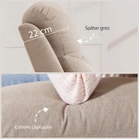 HOMCOM Fotoliu Rabatabil Manual cu Perne Groase, Mânere Căptușite și Suport pentru Picioare, Bej(m-6)