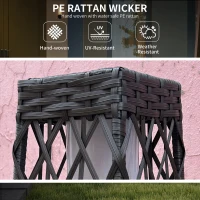 Outsunny Lampa solarna rattanowa, lampa solarna z czujnikiem światła, anty-UV, wodoodporna lampa ogrodowa LED do balkonu, tarasu, stalowa, szara(m-4)