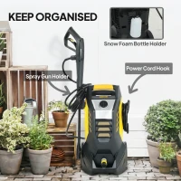 Outsunny Myjka Ciśnieniowa z Aluminiową Pompą 135 bar, 1800 W, 540 L/h, 5 m Wąż, Regulowana Dysza i Uchwyt(m-7)