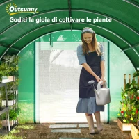 Outsunny Serra a Tunnel 4x3 m con Rete Ombreggiante Extra, Finestre e Ingresso a Zip, in PE e Acciaio, Verde(m-9)