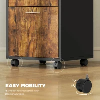 HOMCOM Mobile per Ufficio con Ripiano Aperto, Cassetto con Serratura e Armadietto, 40x35x60 cm, Marrone(m-6)