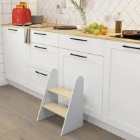 AIYAPLAY Kindertritt, 2-stufiger Tritthocker für Kinder 3–8 Jahre, aus Holz, max. Tragkraft 20 kg, weiß(m-5)