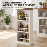 HOMCOM Mesa de Bar Extensible y Giratoria 90° con Estantes Abiertos y 2 Puertas de Vidrio 150x80x105,5 cm Blanco y Natural(m-5)