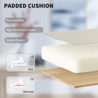 HOMCOM Krzesło biurowe z przyjaznym zwierzętom pokryciem ze skóry ekologicznej, z podnóżkiem, regulowana wysokość, na kółkach, Beżowe(m-5)