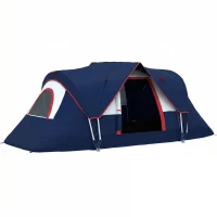 Outsunny 5-6 Man Camping Tent, Tunnel Tent, Water Resistant Hiking Shelter with Groundsheet and Carry Bag, Navy Blue(m-1)